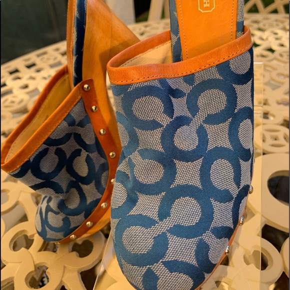 Vintage Denim Coach “BACALL” 4.5” w/1” Platform Mule Clogs! - Picture 9 of 16